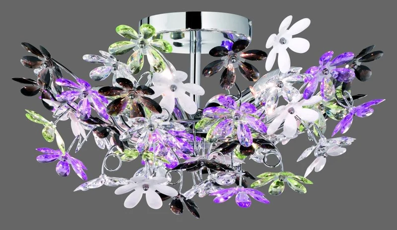 Plafón de techo Trio Flower 4 luces cromo Ø51cm R60014017