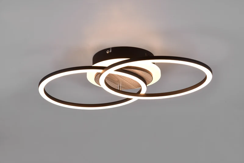 Plafón de techo Trio Giro LED wood imitation CCT 46,5cm R