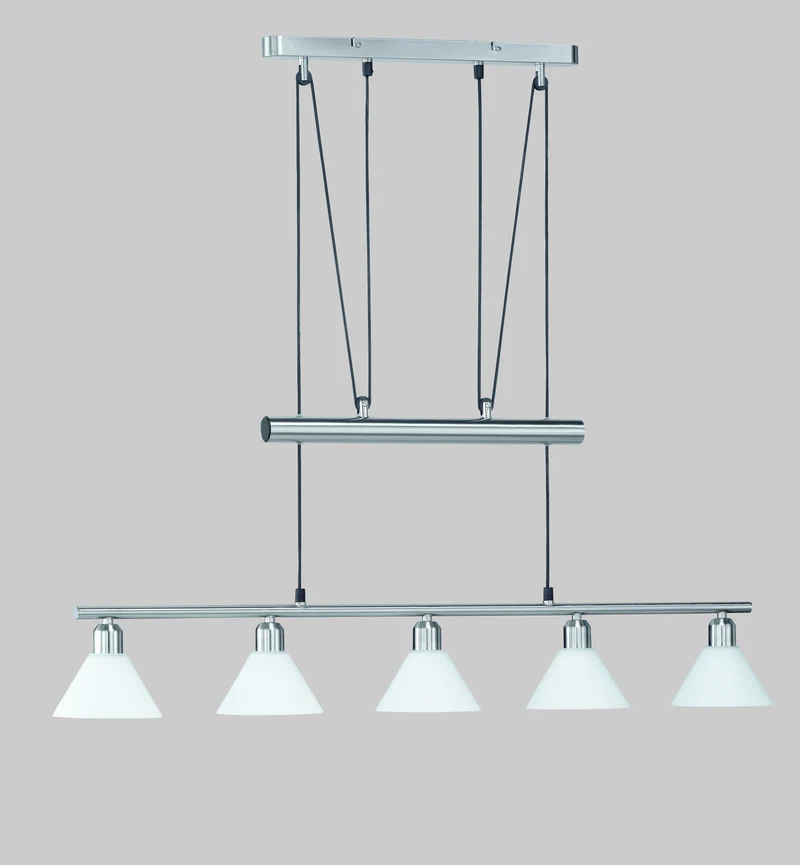 Lámpara de techo colgante Trio Stamina 5 luces níquel mate 180cm 3751051-07