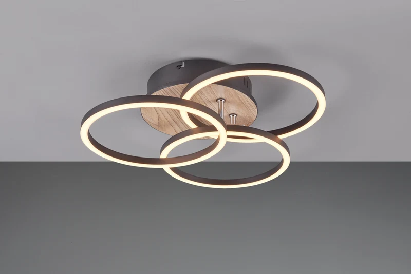 Plafón de techo Trio Circle LED wood imitation CCT 43,5cm R