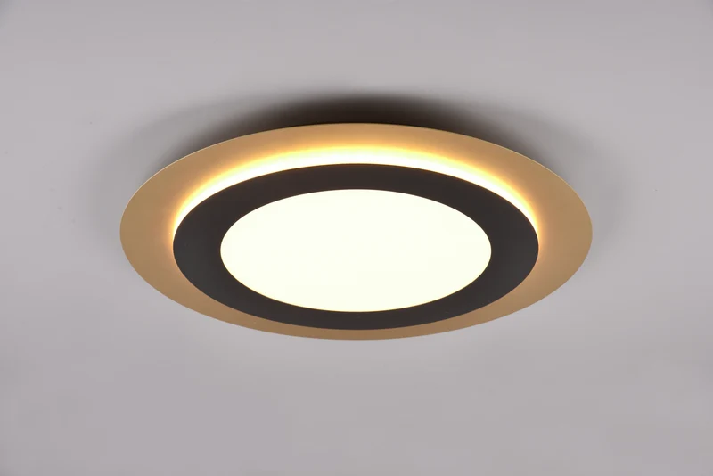 Plafón de techo Trio Morgan LED negro y dorado CCT Ø45cm 6