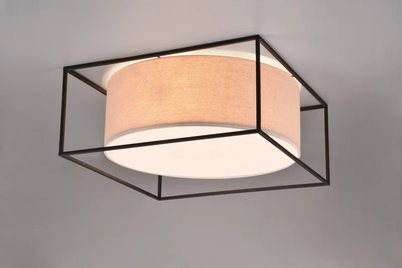 Plafón de techo Trio Ross 3 luces negro mate 50cm 603100344