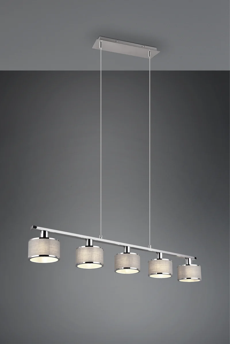 Lámpara de techo colgante Trio Kaprun 5 luces cromo 150cm 311600506