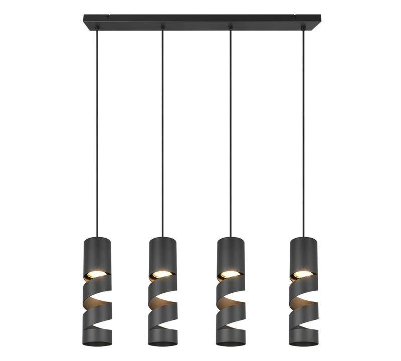 Lámpara de techo colgante Trio Stream 4 luces negro mate 150cm 364000432