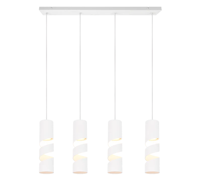 Lámpara de techo colgante Trio Stream 4 luces blanco mate 150cm 364000431