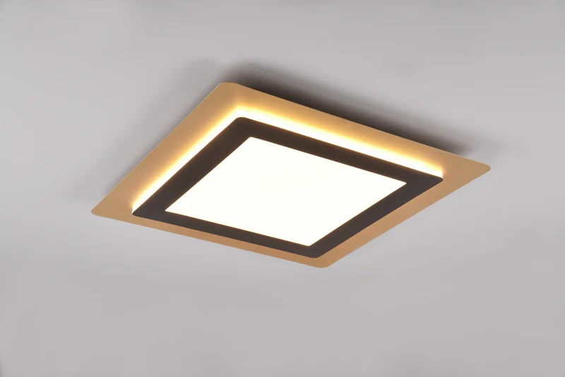 Plafón de techo Trio Morgan LED negro y dorado CCT 45cm 6