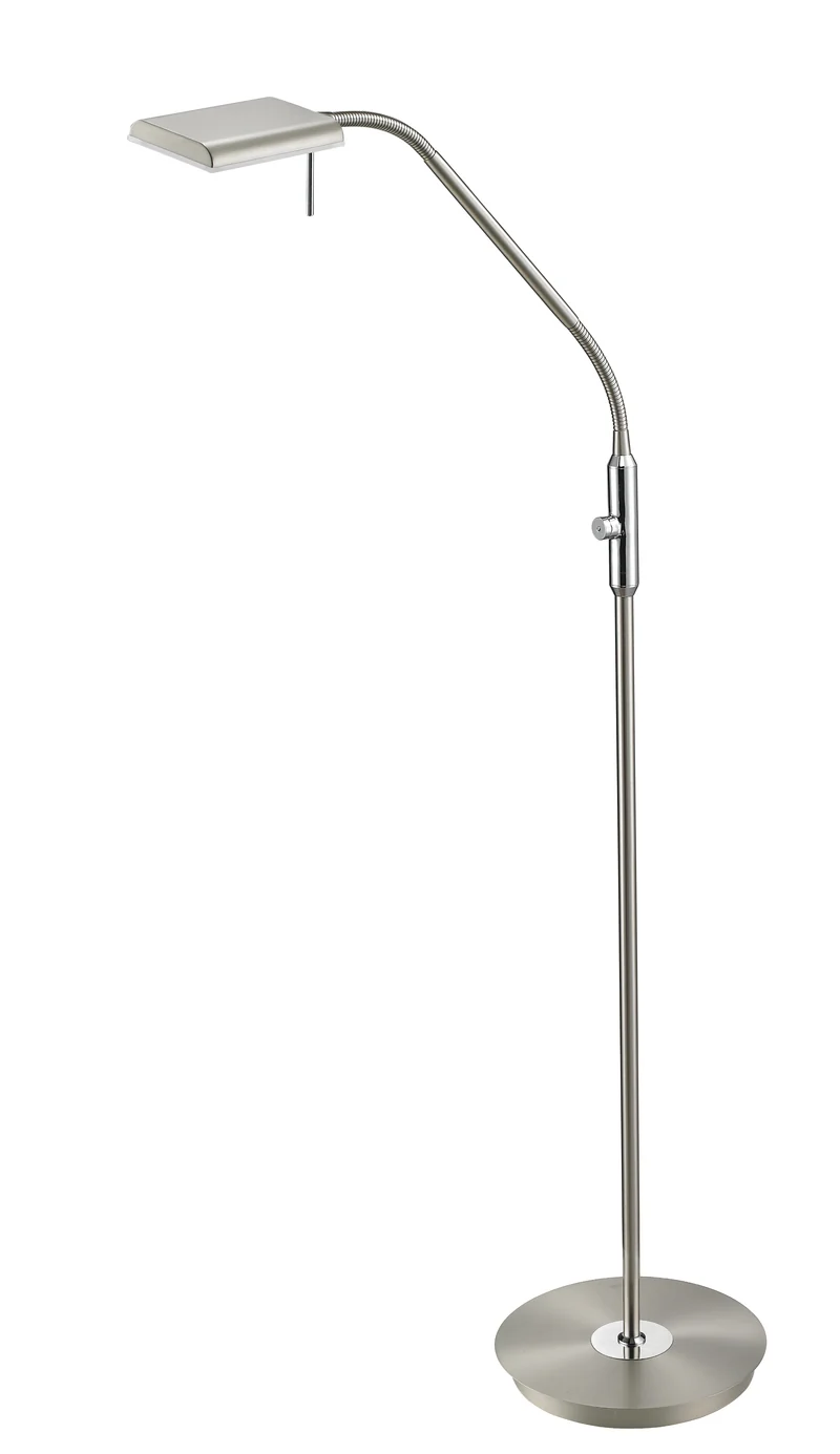 Lámpara de pie Trio Bergamo LED níquel mate 3000K 135cm 4