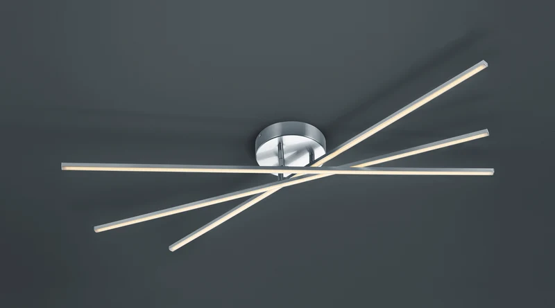Plafón de techo Trio Tiriac grande LED níquel mate 3000K regulable 100cm 6