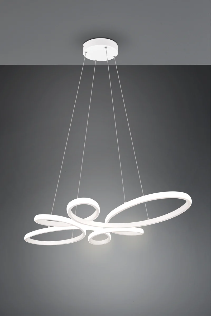 Lámpara de techo colgante Trio Fly LED blanco mate 4000K 150cm 3
