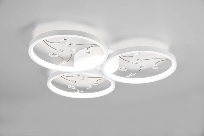 Plafón de techo Trio Groovy LED blanco mate 4000K Ø62cm 6