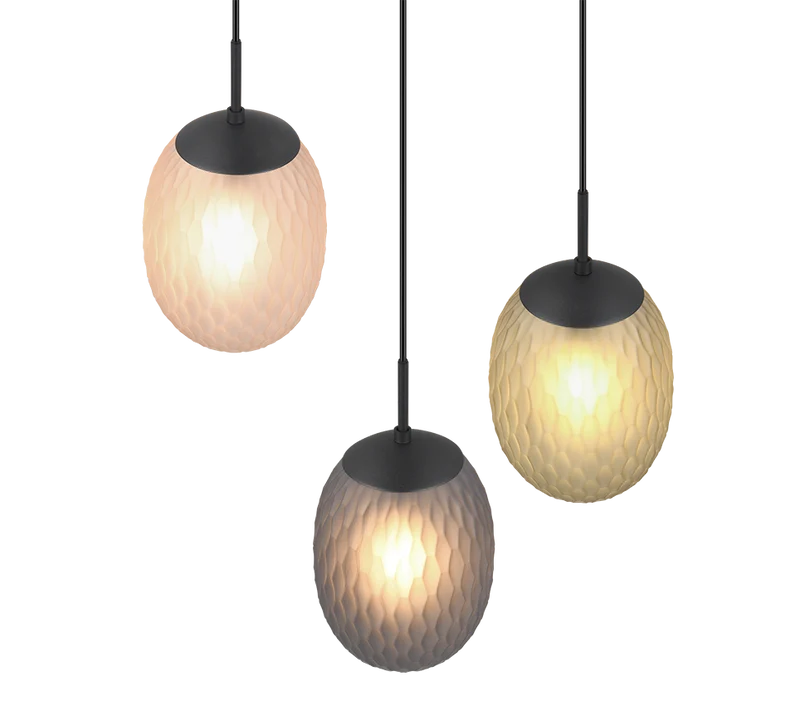 Lámpara de techo colgante Trio Facette 3 luces negro mate 150cm 364230317
