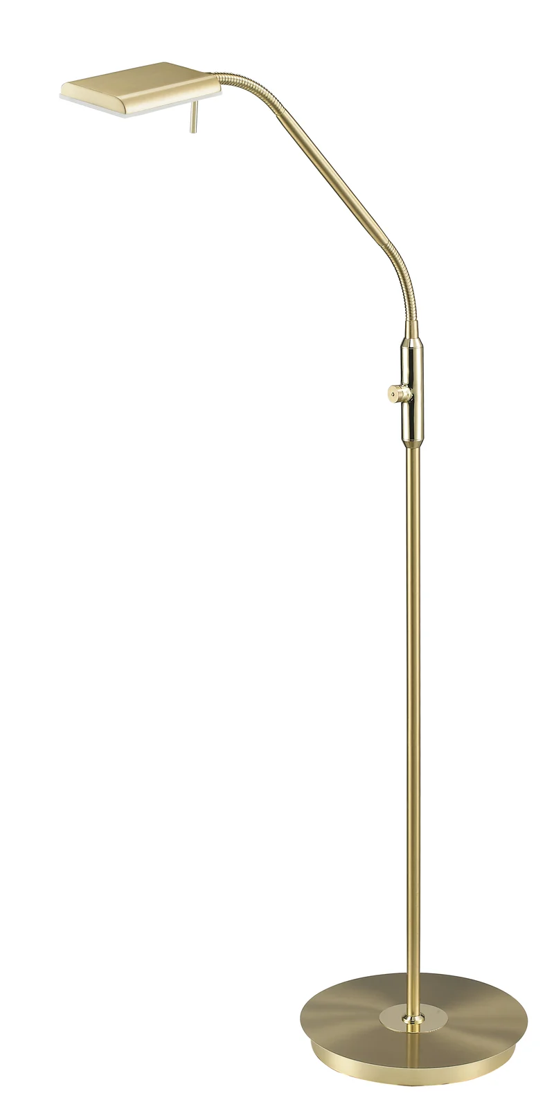 Lámpara de pie Trio Bergamo LED latón mate 3000K 135cm 4
