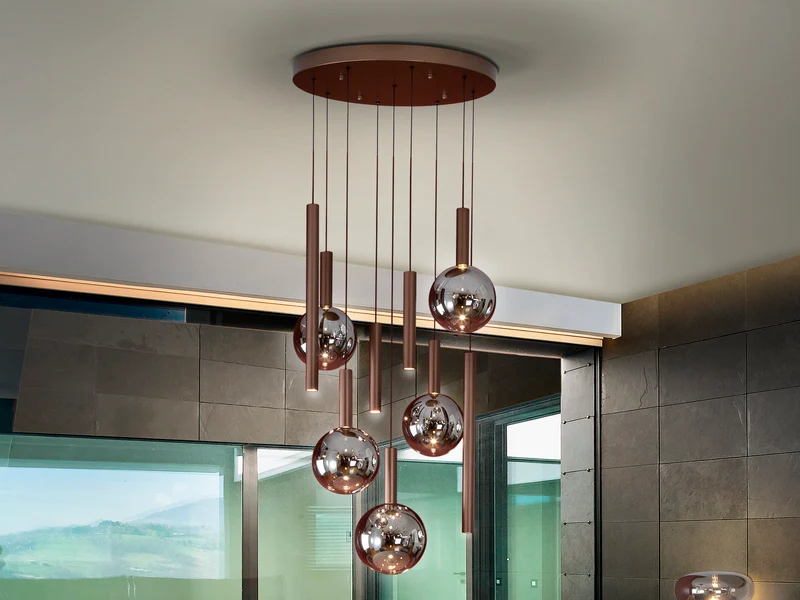Lámpara de techo colgante Schuller Sapore 9 luces bronce oscuro