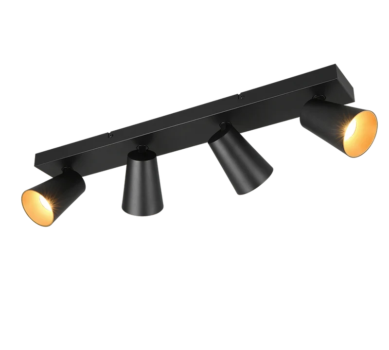 Regleta de focos Trio Sharp negro, dorado 4 luces GU10 817100432
