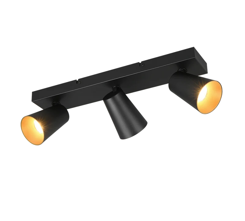 Regleta de focos Trio Sharp negro, dorado 3 luces GU10 817100332