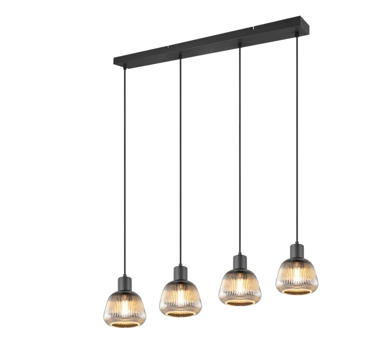Lámpara colgante Trio Tarifa negro 4 luces 362800432