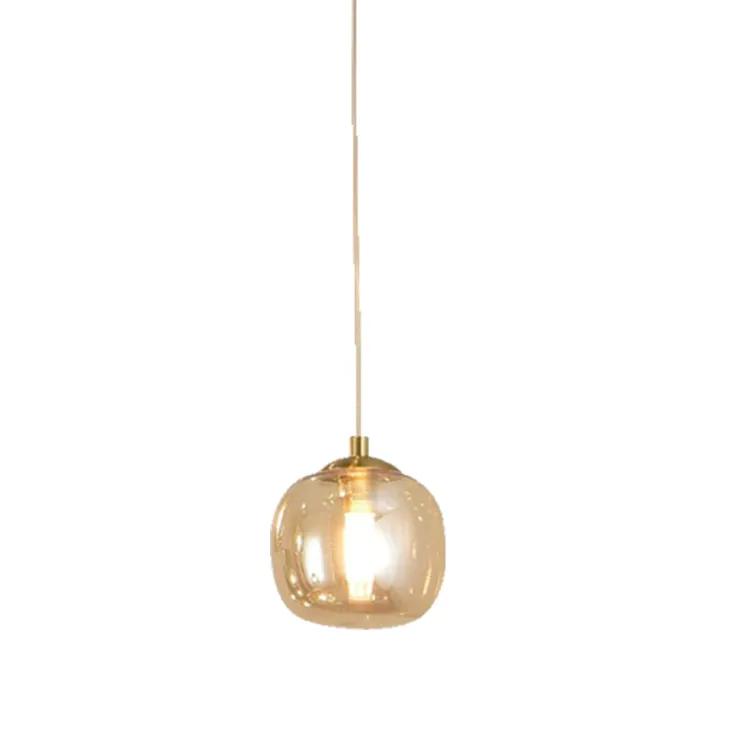 Lámpara de techo colgante 1 luz hierro tulipa ámbar Ø12cm 3156