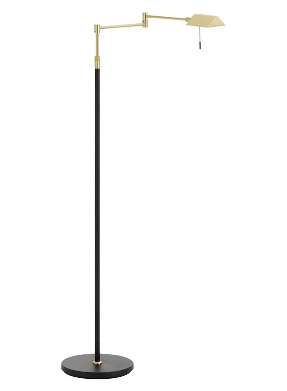 Lámpara de pie de salón MDC Lite LED negro latón 3000K regulable 10W 575045920