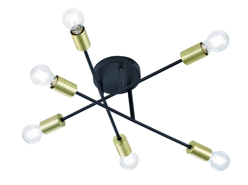 Plafón de techo Trio Cross 6 luces negro mate Ø56,5cm 6