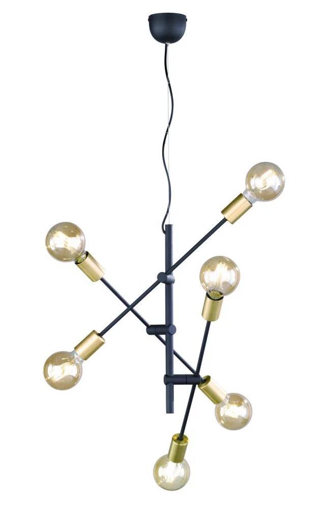 Lámpara de techo colgante Trio Cross 6 luces negro mate 150cm 3