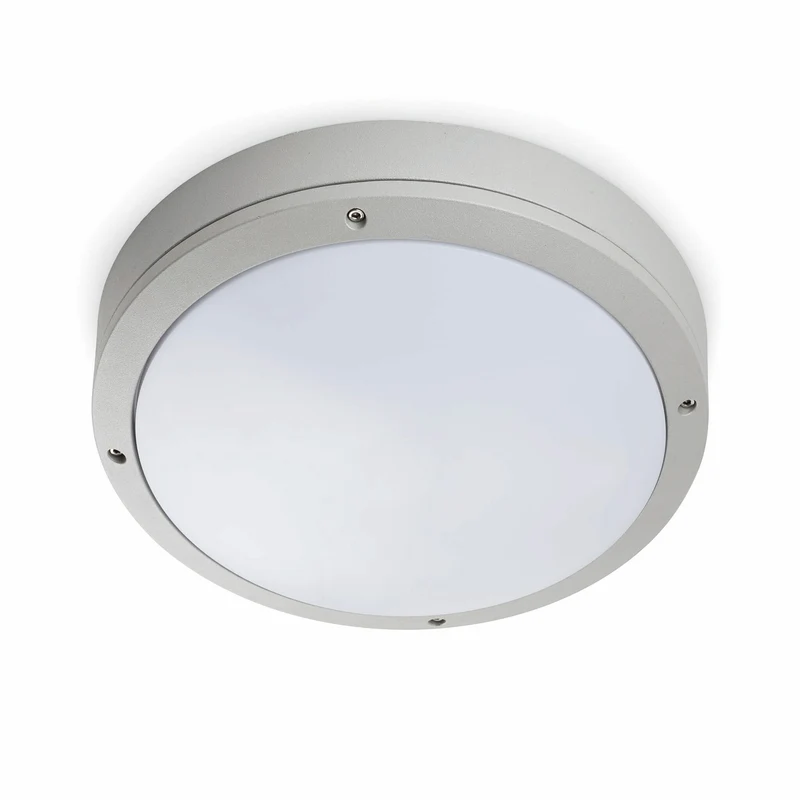 Plafón de exterior Faro Yen E27 LED gris IP54 opal 70690
