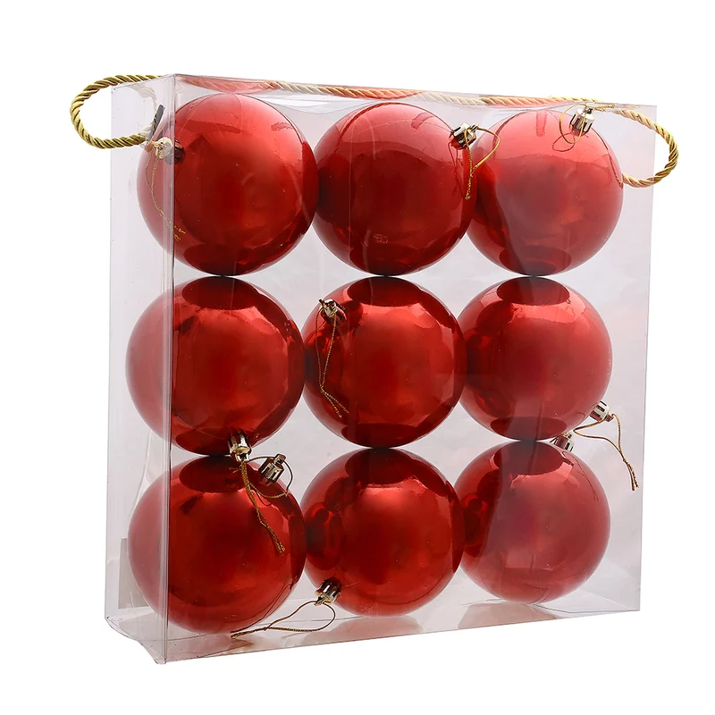 Set 9 Esferas Rojo Caramelo 10 cm