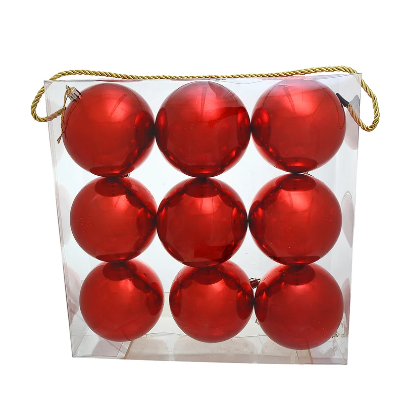 Set 9 Esferas Rojo Brillante 10 cm