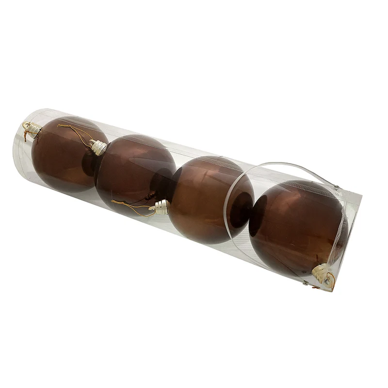 Set 4 Esferas Chocolate Brillante 15 cm