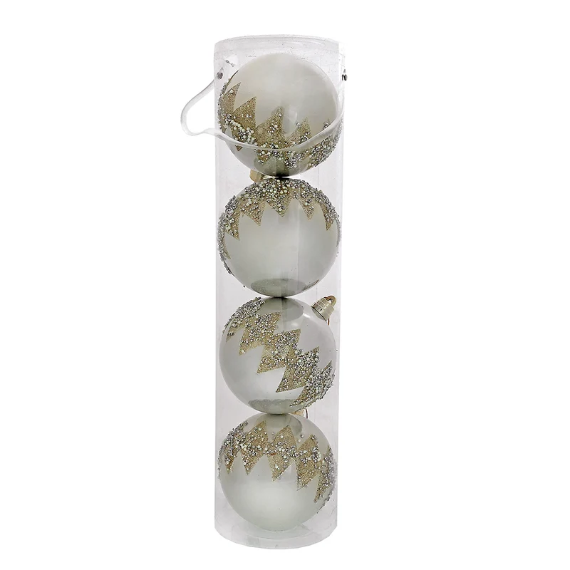 Set 4 Esferas Pedrería Ivory Gold 15 cm