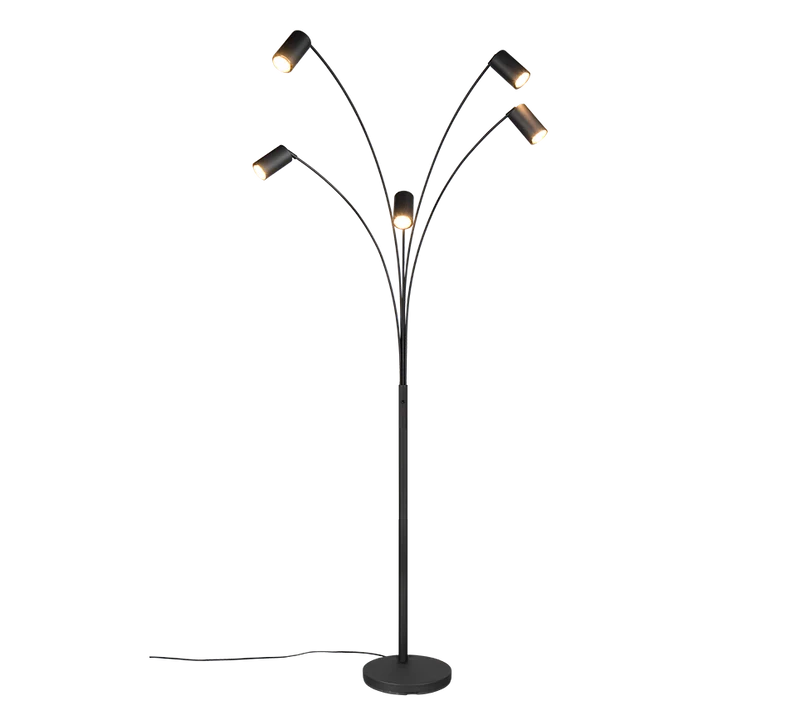 Lámpara de pie Trio Marley 5 luces negro mate 200cm 412400532
