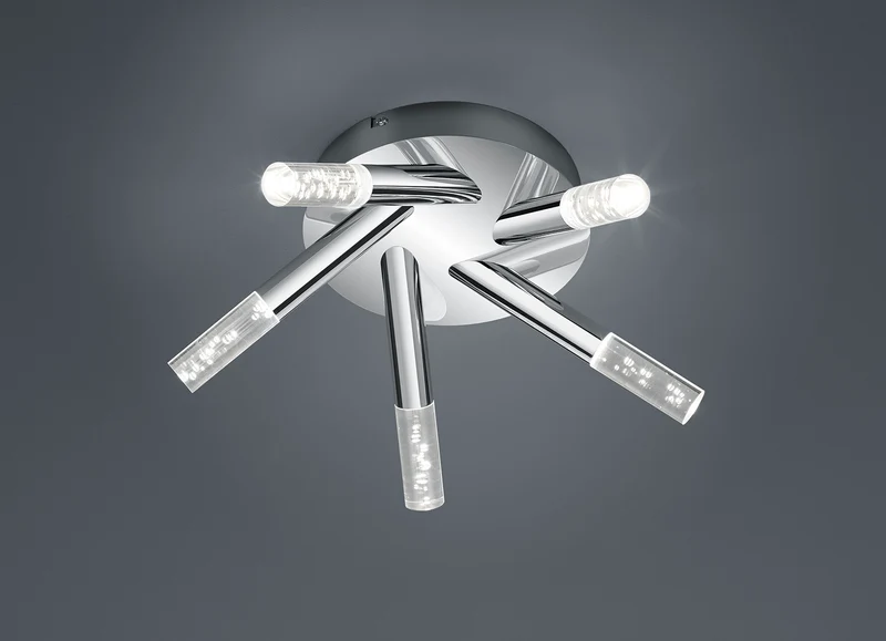 Plafón de baño Trio Bolsa LED cromo 3000K regulable IP44 Ø41,5cm 6