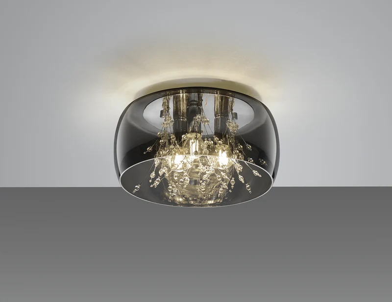 Plafón de techo Trio Crystel 3 luces vidrio cromo Ø34cm 616700306