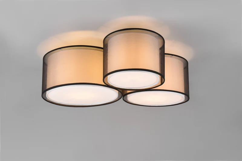 Plafón de techo Trio Burton 3 luces negro mate 65cm 611490332