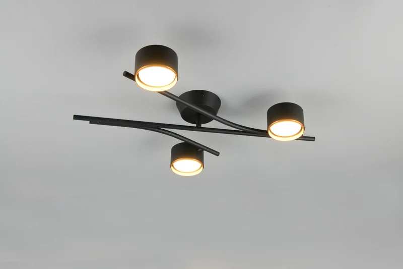 Plafón de techo Trio Coda LED negro y dorado 2700K 61,5cm 6