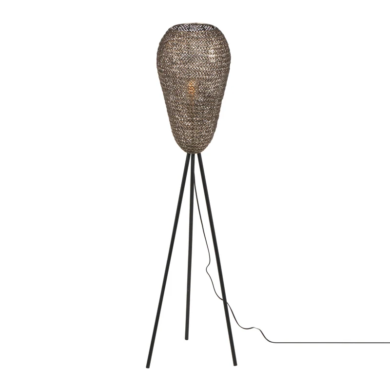 Lámpara de pie Trio Ziva LED latón antiguo 3000K 140cm 4