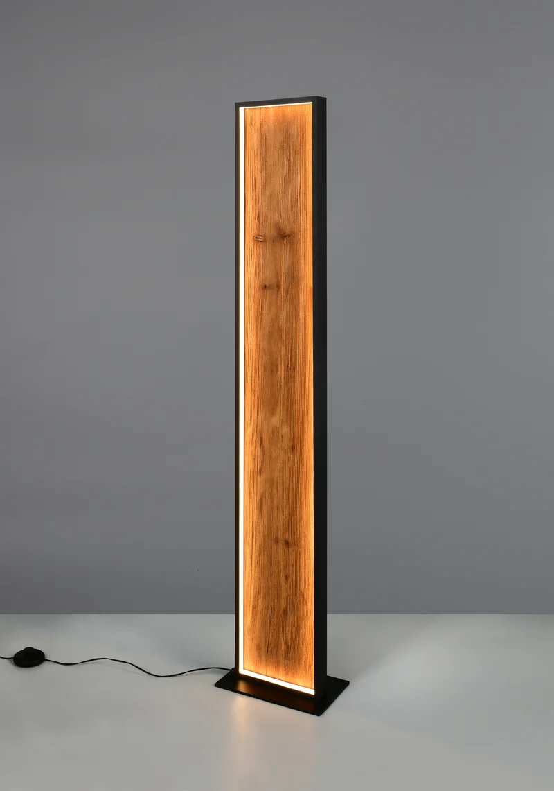 Lámpara de pie Trio Kalea LED madera 3000K 120cm 4
