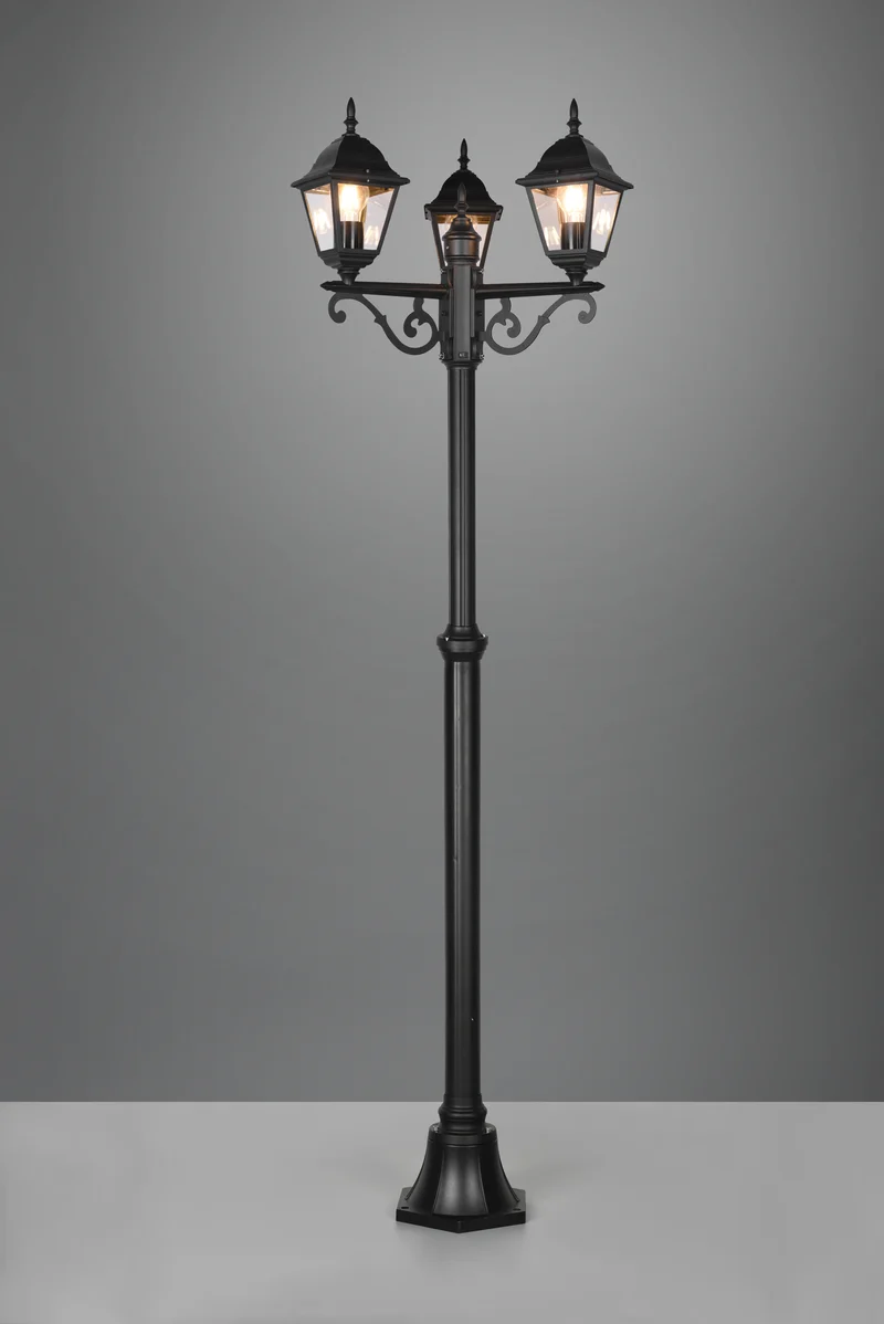 Baliza de exterior Trio Livenza 3 luces negro mate IP44 200cm 405760332