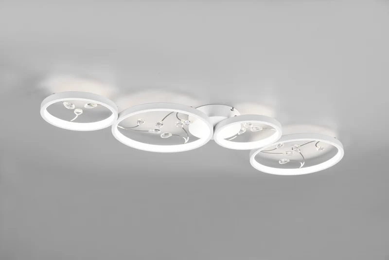 Plafón de techo Trio Groovy grande LED blanco mate 4000K 95,5cm 6