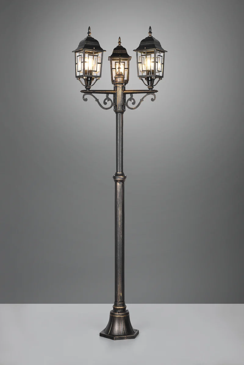 Baliza de exterior Trio Volturno 3 luces óxido IP44 200cm 405960328
