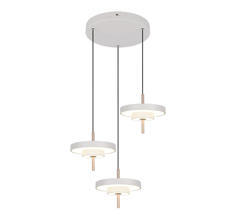 Lámpara de techo colgante Trio Keaton LED gris cálido 150cm 3