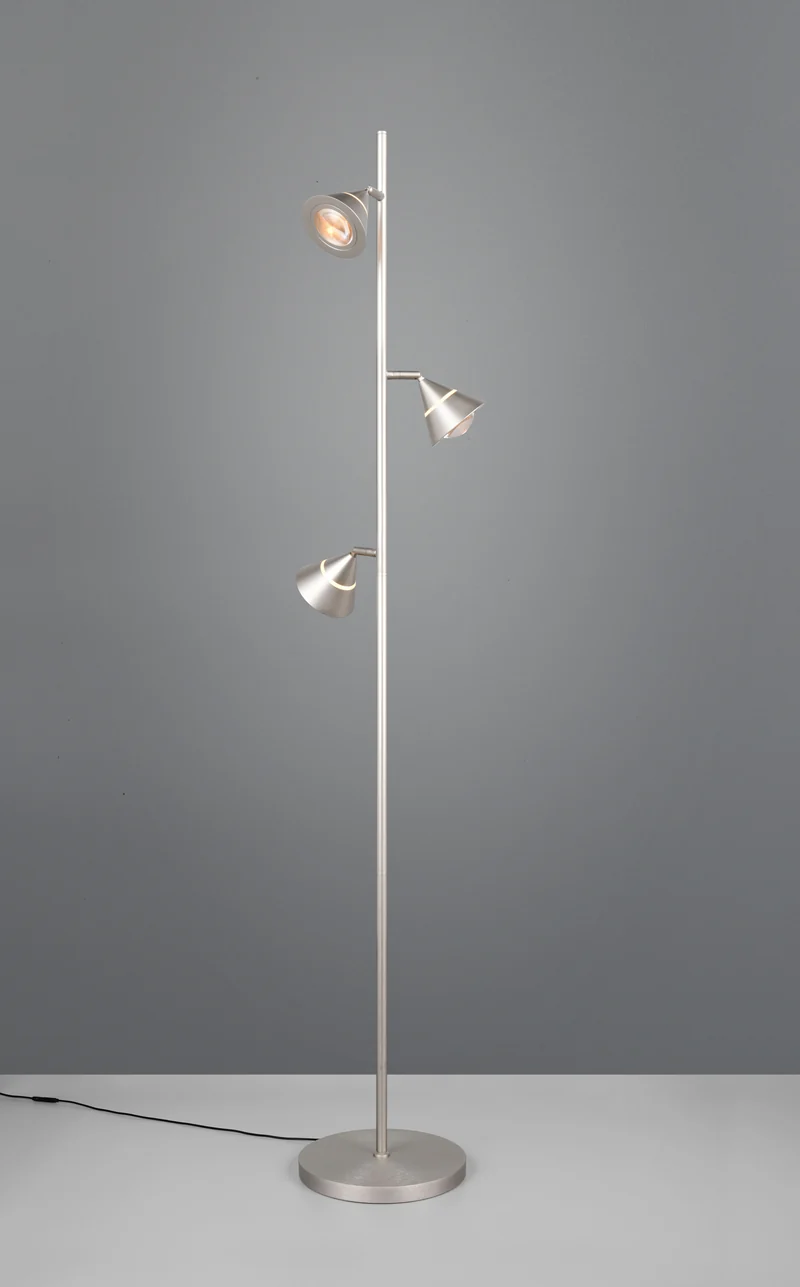 Lámpara de pie Trio Romeo LED níquel mate 150cm 4