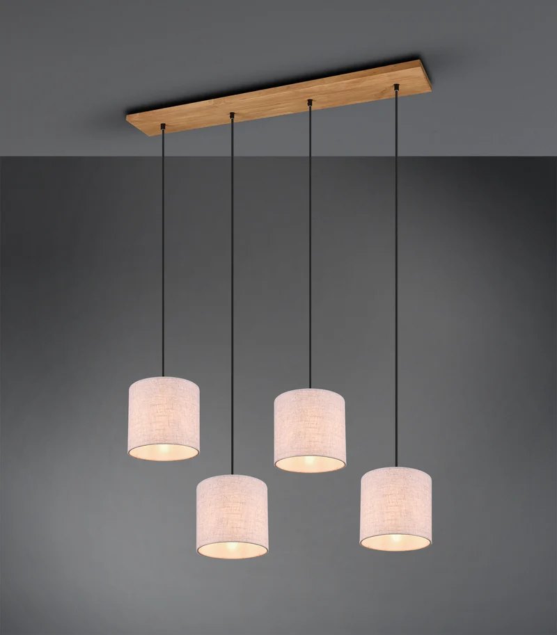 Lámpara de techo colgante Trio Elmau 4 luces níquel antiguo 150cm 302100430