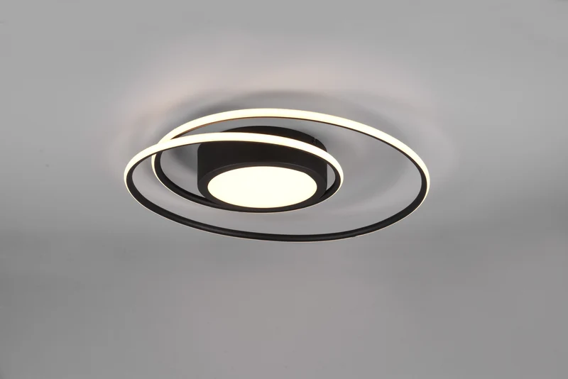 Plafón de techo Trio Yava LED negro mate CCT Ø60cm 6