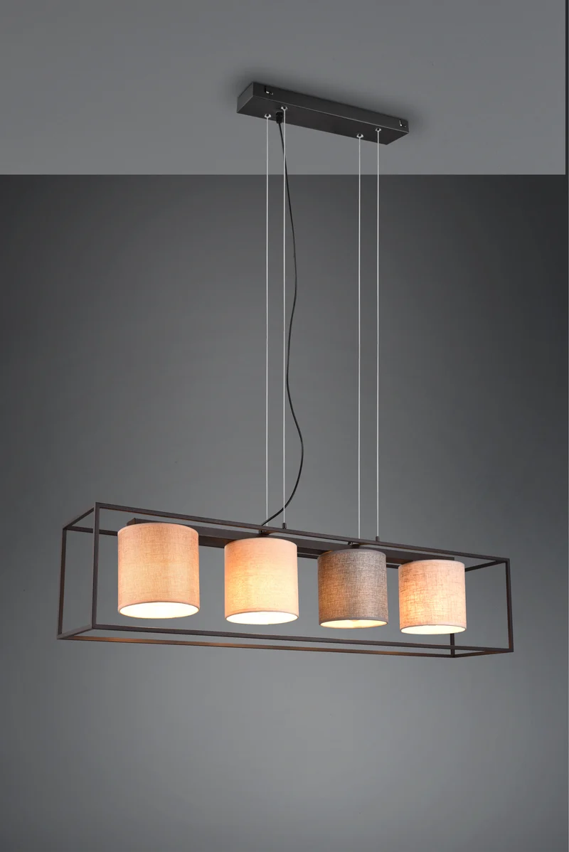 Lámpara de techo colgante Trio Ross 4 luces negro mate 150cm 303100417