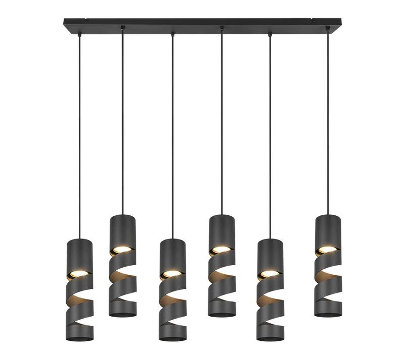 Lámpara de techo colgante Trio Stream LED negro mate 3000K 150cm 3
