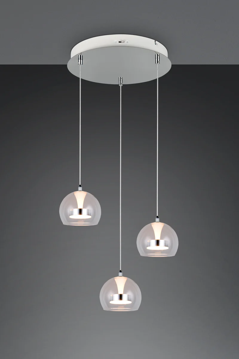 Lámpara de techo colgante Trio Flynt LED cromo 150cm 3