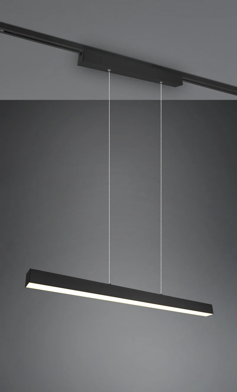 Lámpara de techo colgante Trio DUOline LED negro mate 3000K regulable 180cm