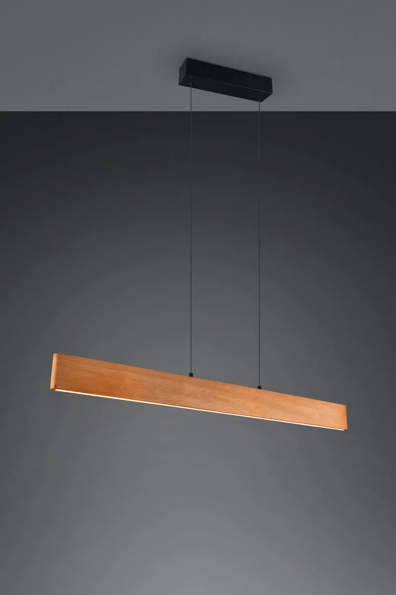 Lámpara de techo colgante Trio Edgewood LED madera táctil CCT 180cm 3