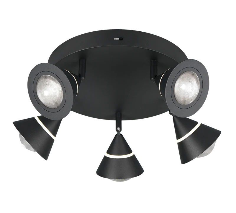 Plafón de techo Trio Romeo LED negro mate Ø28cm 6