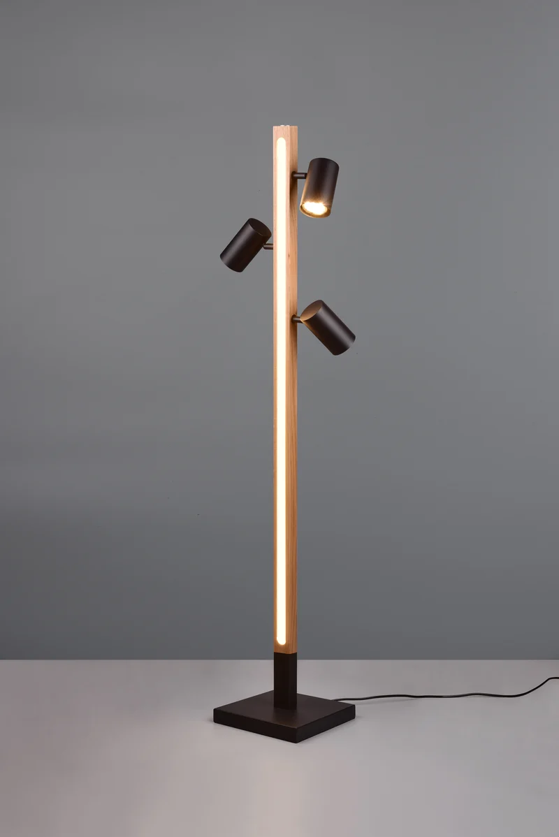 Lámpara de pie Trio Marley LED negro mate táctil 3000K 130cm 4